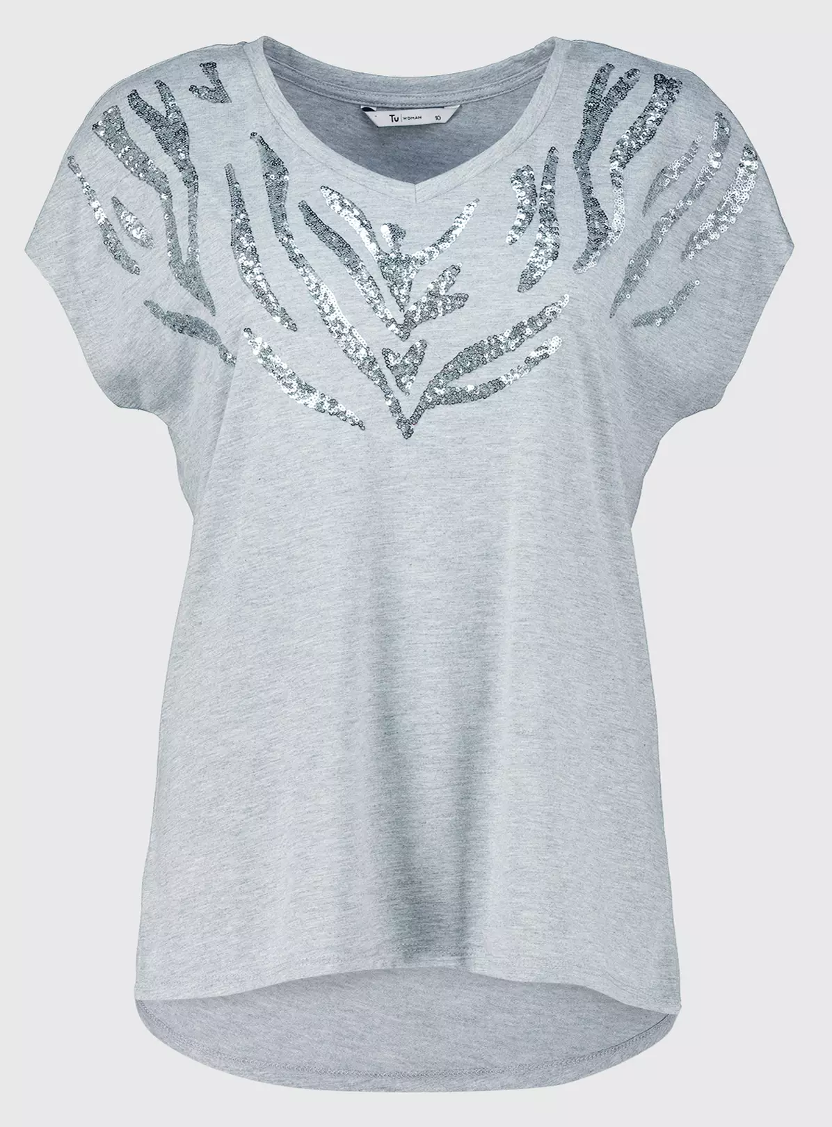 Grey Sequin Zebra Print T-Shirt - 10 4 Grey Sequin Zebra Print T-Shirt - 10 - Image 4