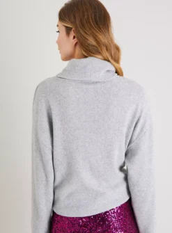 Grey Cowl Neck Zig Zag Embellished Knitlook Top 22 6 Grey Cowl Neck Zig Zag Embellished Knitlook Top 22 -Fit In Dress Sales tuc139849931 Grey R Z004A