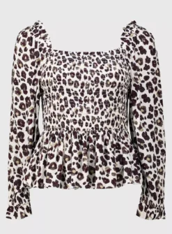 Mono Animal Print Bardot Top - 18