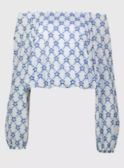 White Broderie Bubble Hem Coord Top - 18 -Fit In Dress Sales tuc140645759 Blue R Z003A