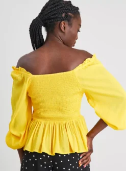 Yellow Shirred Bardot Top - 16 -Fit In Dress Sales tuc140648141 Yellow R Z004A