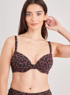 Plum Textured Leopard Print Bikini Top 20 -Fit In Dress Sales tuc140878069 Plum R Z001A 1