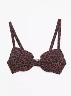 Plum Textured Leopard Print Bikini Top 20 -Fit In Dress Sales tuc140878069 Plum R Z002A 1