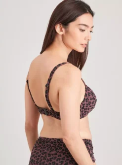 Plum Textured Leopard Print Bikini Top 20