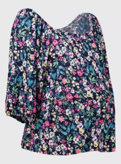 MATERNITY Navy Floral Peplum Top 8 6 MATERNITY Navy Floral Peplum Top 8 -Fit In Dress Sales tuc141249109 Multi20Coloured R Z003A