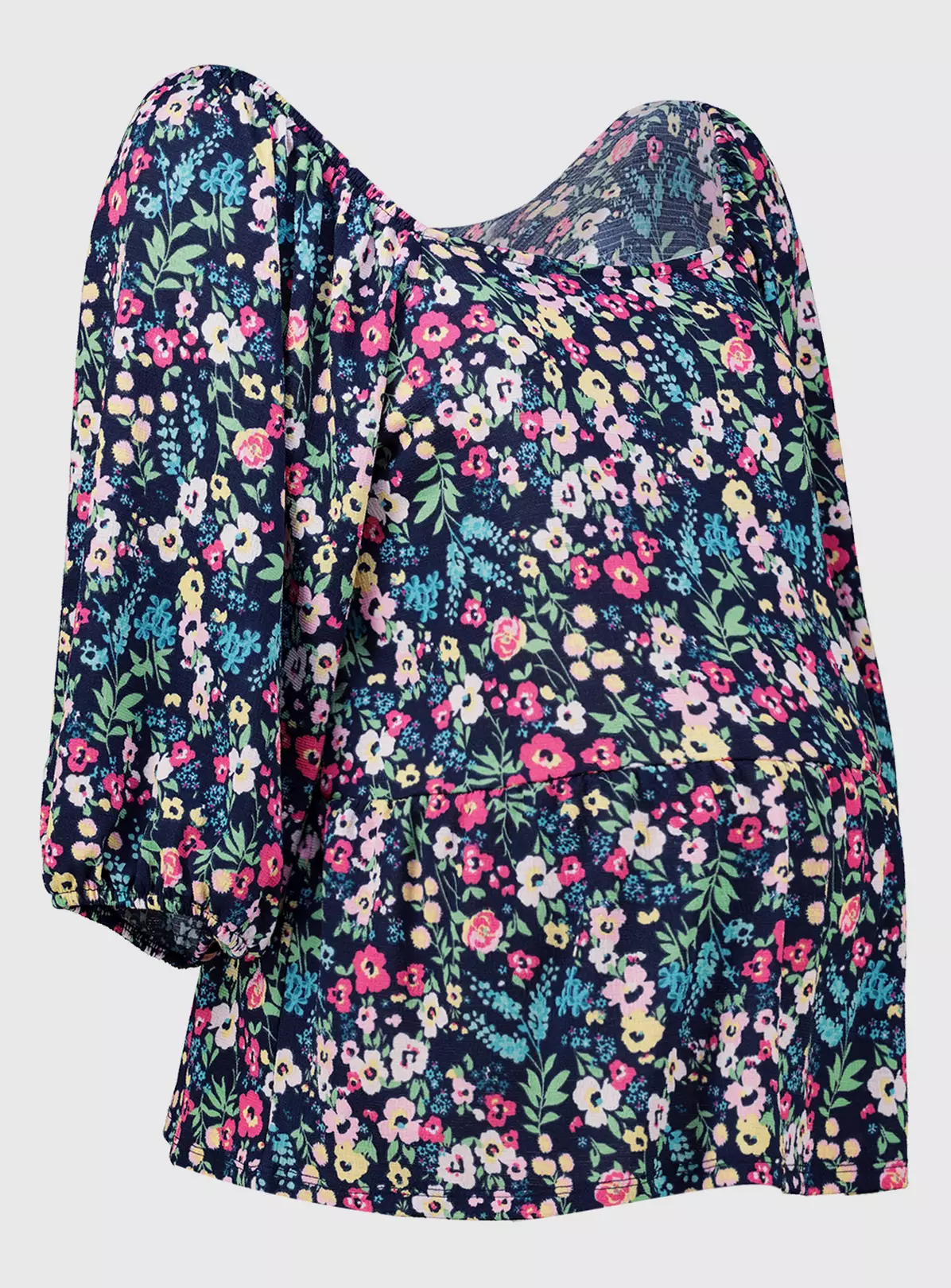 MATERNITY Navy Floral Peplum Top 8 3 MATERNITY Navy Floral Peplum Top 8 - Image 3