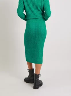 Green Knitted Coord Cable Skirt - 22