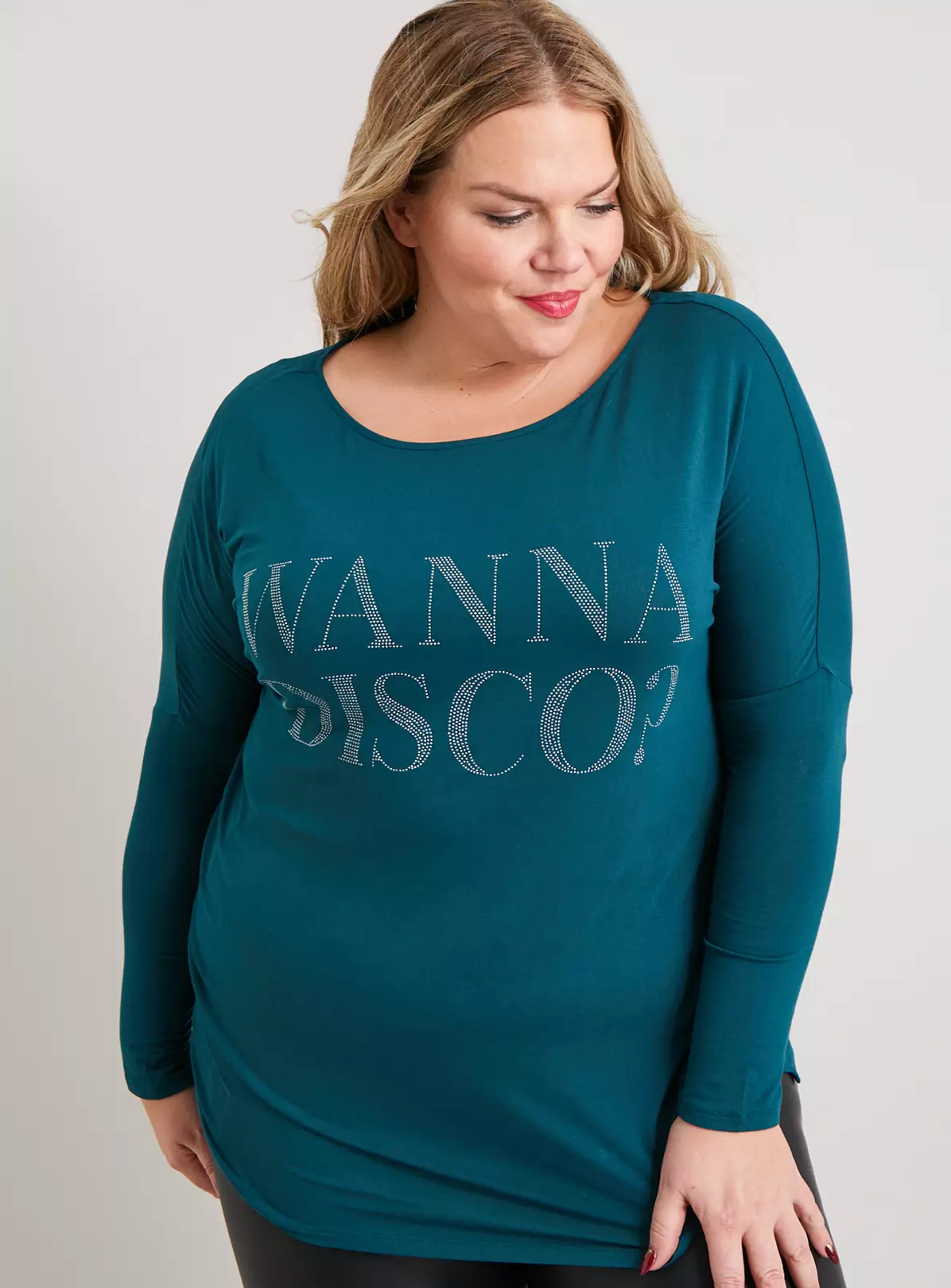 Teal Disco Embellished Relaxed Fit T-Shirt - 14 3 Teal Disco Embellished Relaxed Fit T-Shirt - 14 - Image 3