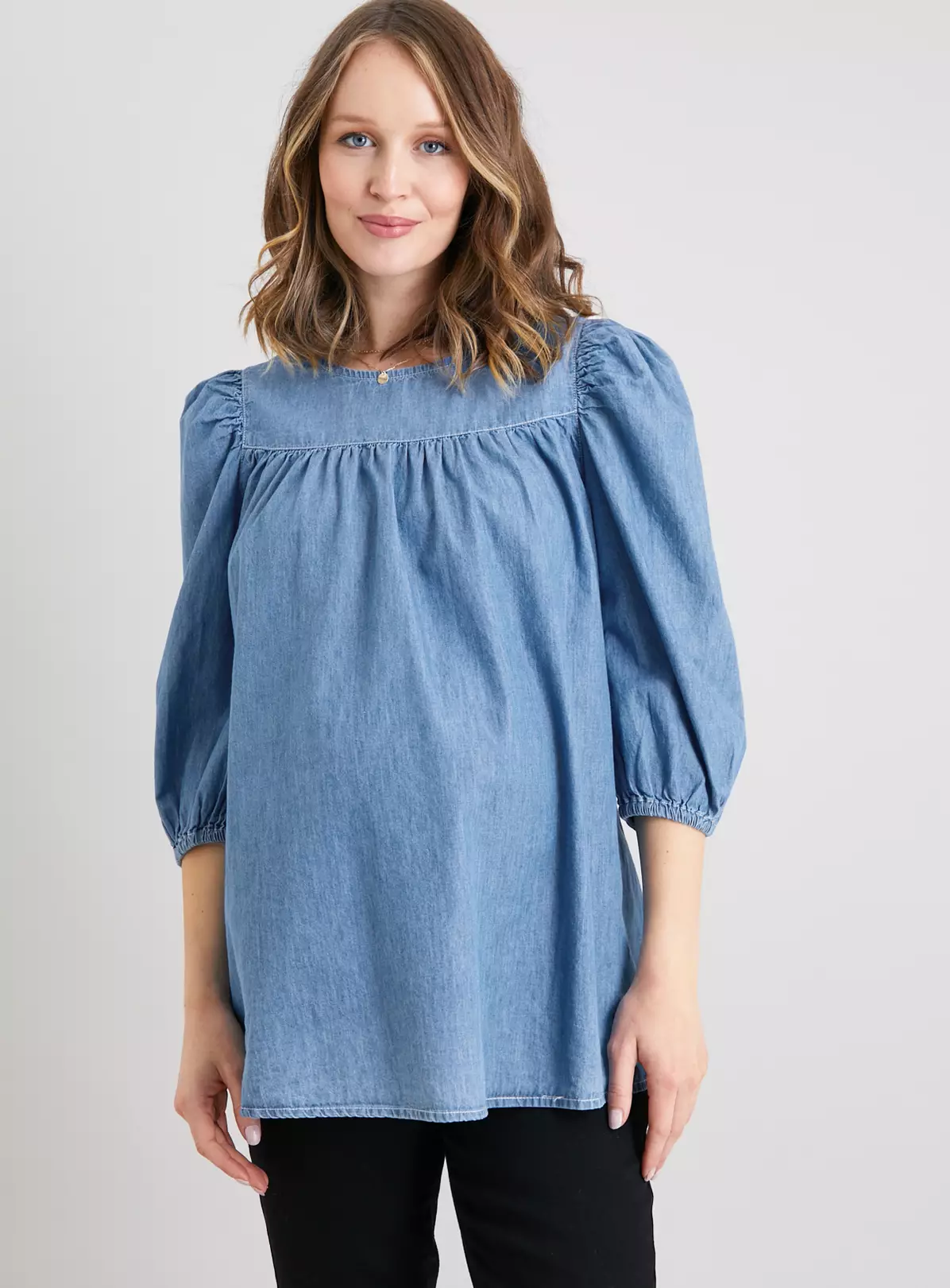 MATERNITY Blue Denim Blouse - 12 4 MATERNITY Blue Denim Blouse - 12 - Image 4