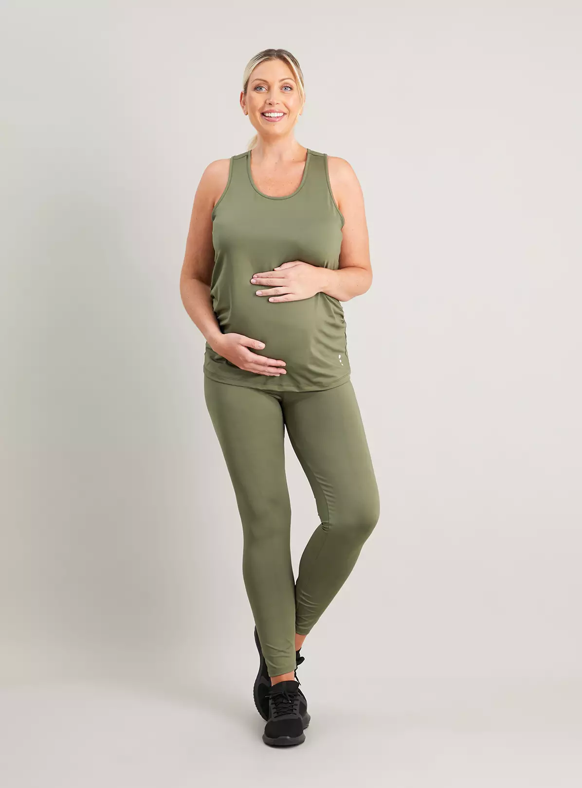 MATERNITY Active Khaki Racer Vest Top - 12 2 MATERNITY Active Khaki Racer Vest Top - 12 - Image 2