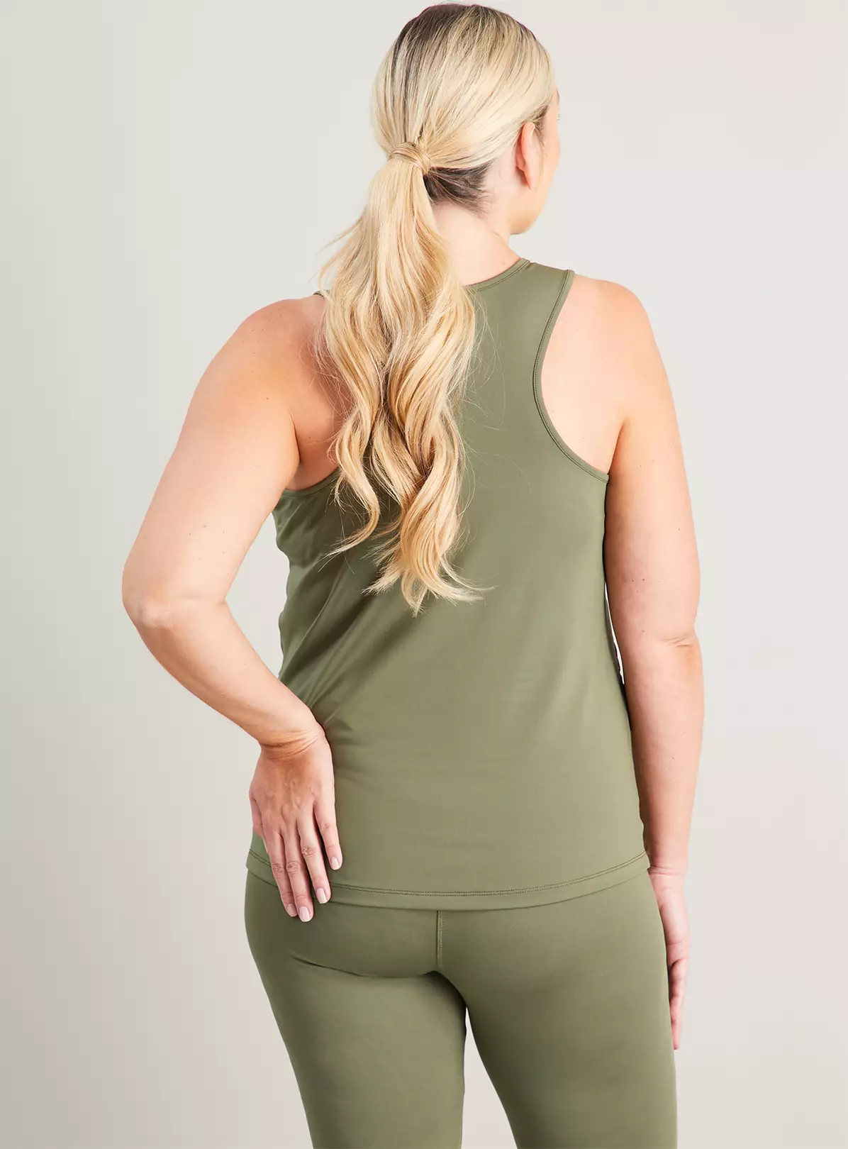 MATERNITY Active Khaki Racer Vest Top - 12 4 MATERNITY Active Khaki Racer Vest Top - 12 - Image 4