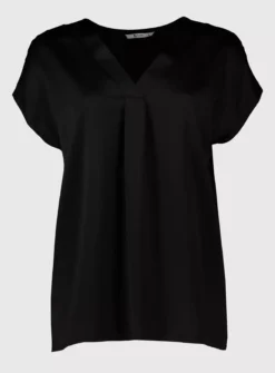 Black Satin Front V-Neck Top 8 7 Black Satin Front V-Neck Top 8 -Fit In Dress Sales tuc141787257 Black R Z003A