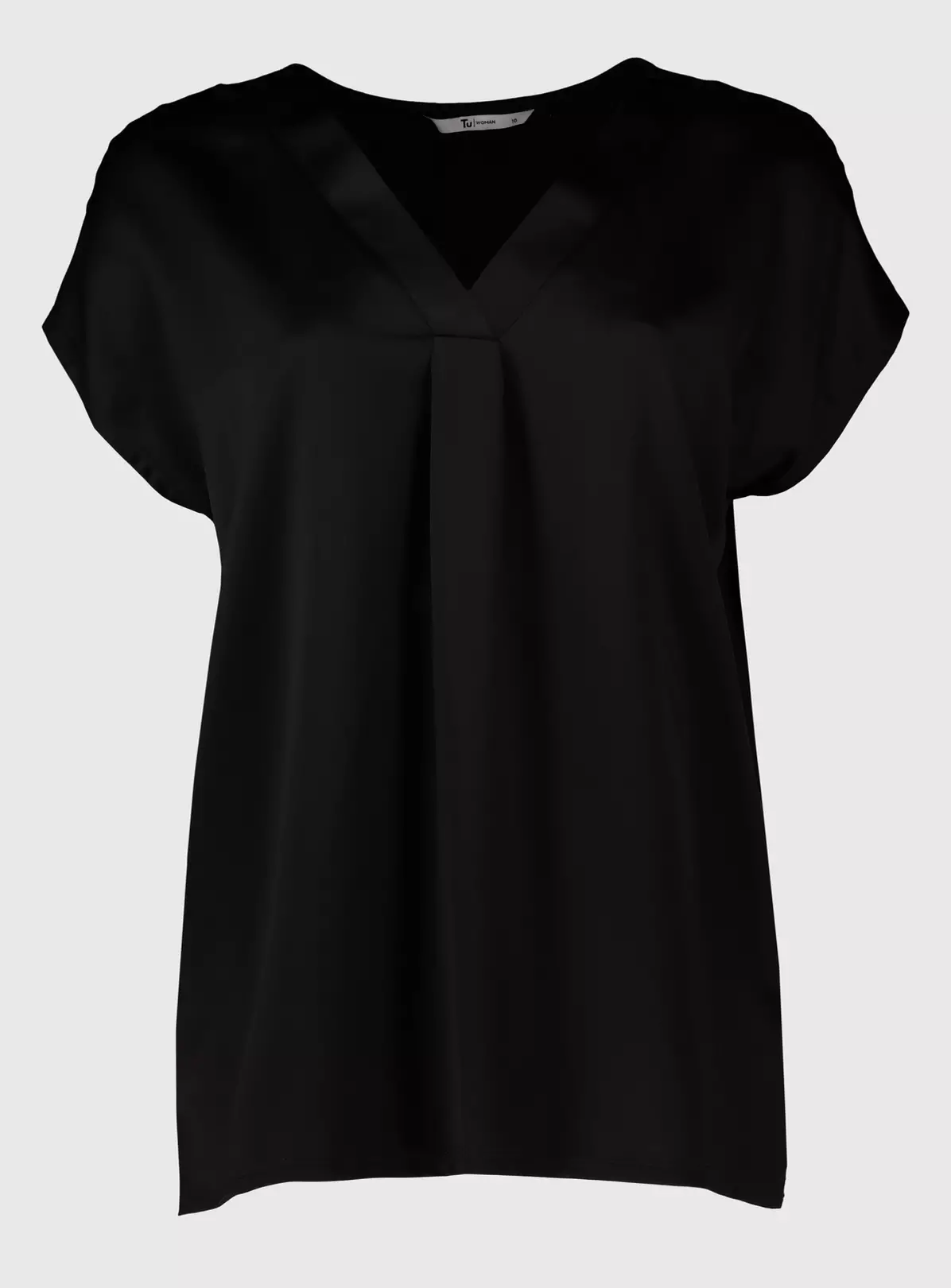 Black Satin Front V-Neck Top 8 4 Black Satin Front V-Neck Top 8 - Image 4