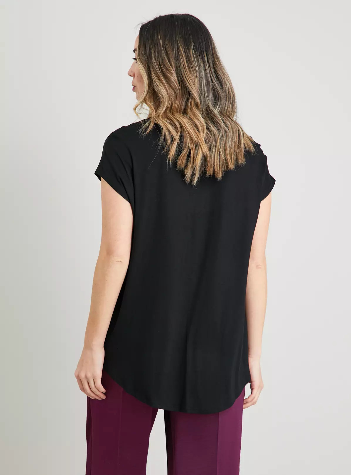 Black Satin Front V-Neck Top 20 2 Black Satin Front V-Neck Top 20 - Image 2