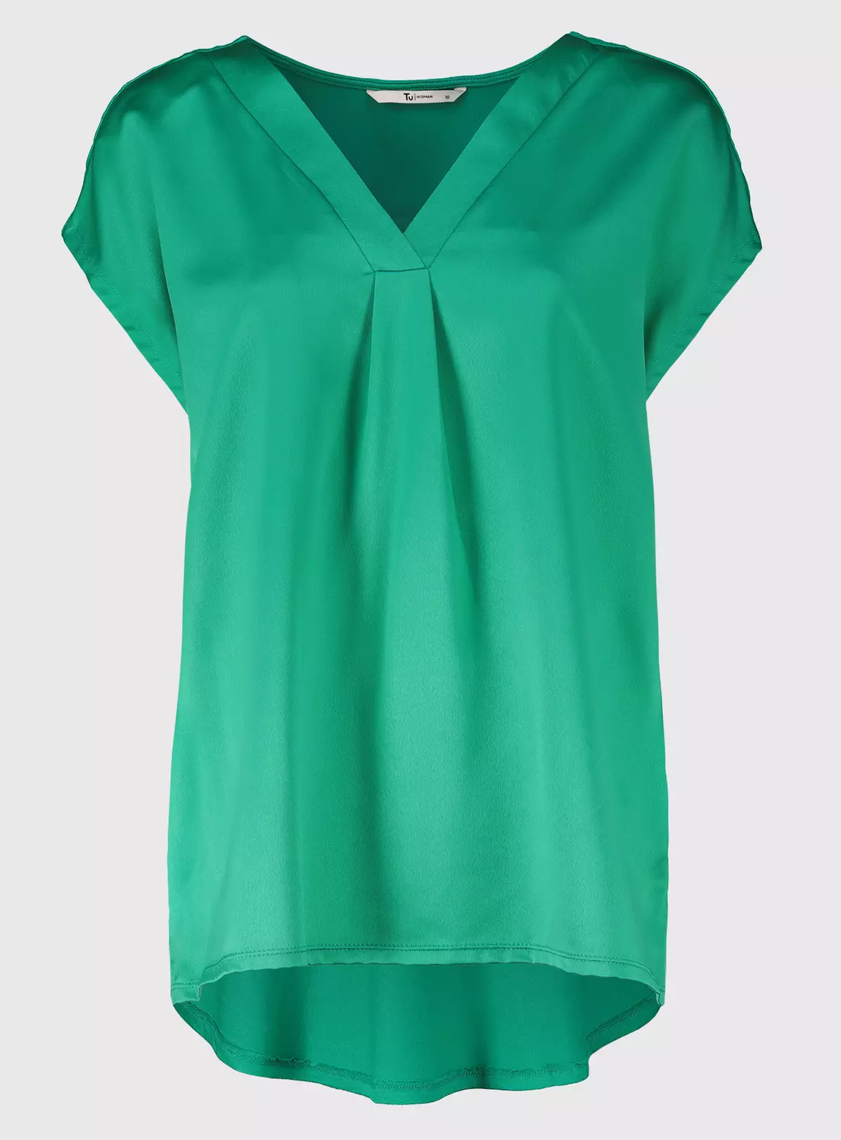 Green Satin Front V-Neck Top 12 2 Green Satin Front V-Neck Top 12 - Image 2