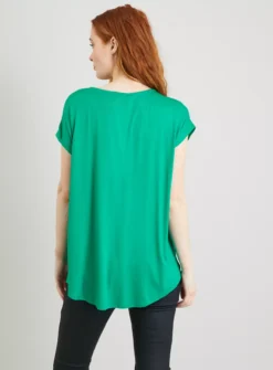Green Satin Front V-Neck Top 12 6 Green Satin Front V-Neck Top 12 -Fit In Dress Sales tuc141787476 Green R Z004A