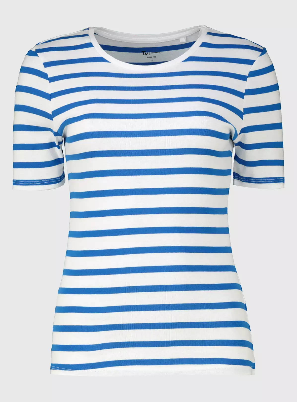 Blue & White Stripe Slim Fit T-Shirt - 22 3 Blue & White Stripe Slim Fit T-Shirt - 22 - Image 3
