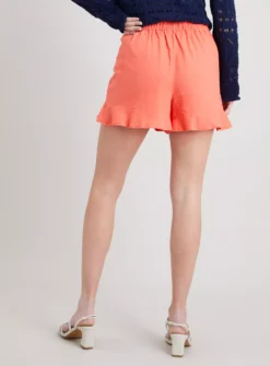 Coral Frilly Hem Linen-Rich Shorts - 12 8 Coral Frilly Hem Linen-Rich Shorts - 12 -Fit In Dress Sales tuc141906092 Coral R Z005A