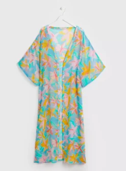 Floral Print Longline Cover Up - XS 7 Floral Print Longline Cover Up - XS -Fit In Dress Sales tuc141947311 Multi20Coloured R Z003A 1