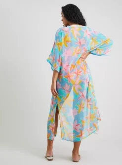 Floral Print Longline Cover Up - XL 8 Floral Print Longline Cover Up - XL -Fit In Dress Sales tuc141947311 Multi20Coloured R Z005A