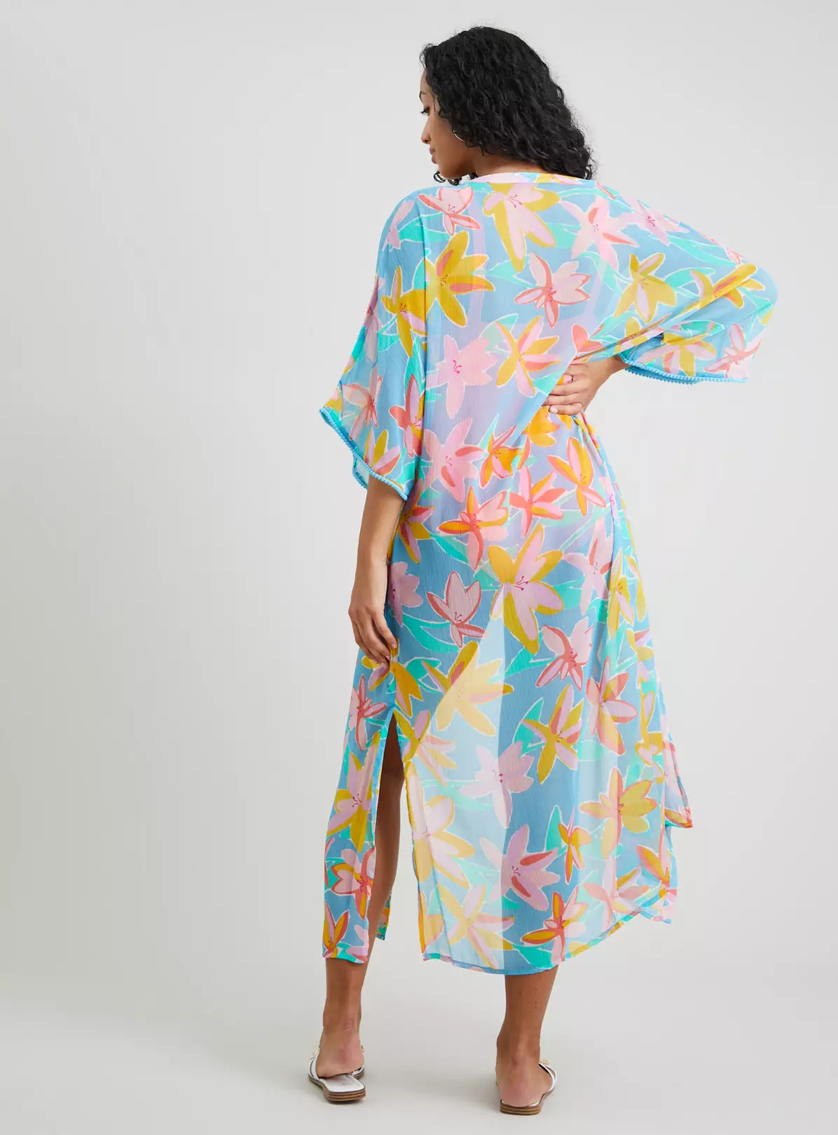 Floral Print Longline Cover Up - XL 4 Floral Print Longline Cover Up - XL - Image 4