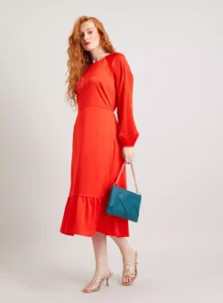 Red Satin Plissé Sleeve Midi Dress 24 6 Red Satin Plissé Sleeve Midi Dress 24 -Fit In Dress Sales tuc141965501 Pink R Z001A