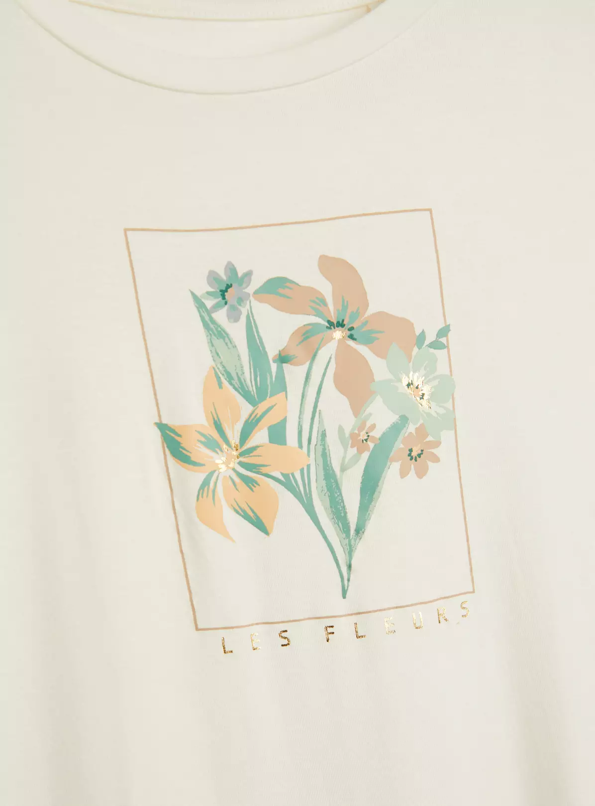 Cream Les Fleurs Relaxed Longline T-Shirt - 18 1 Cream Les Fleurs Relaxed Longline T-Shirt - 18