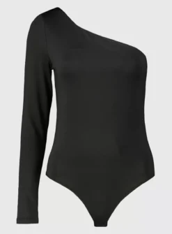 Black One Shoulder Bodysuit - 14