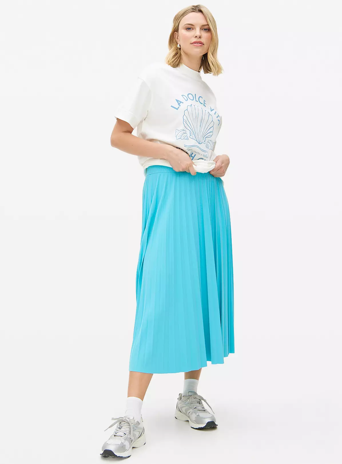 Blue Jersey Pleated Textured Skirt - 16 1 Blue Jersey Pleated Textured Skirt - 16