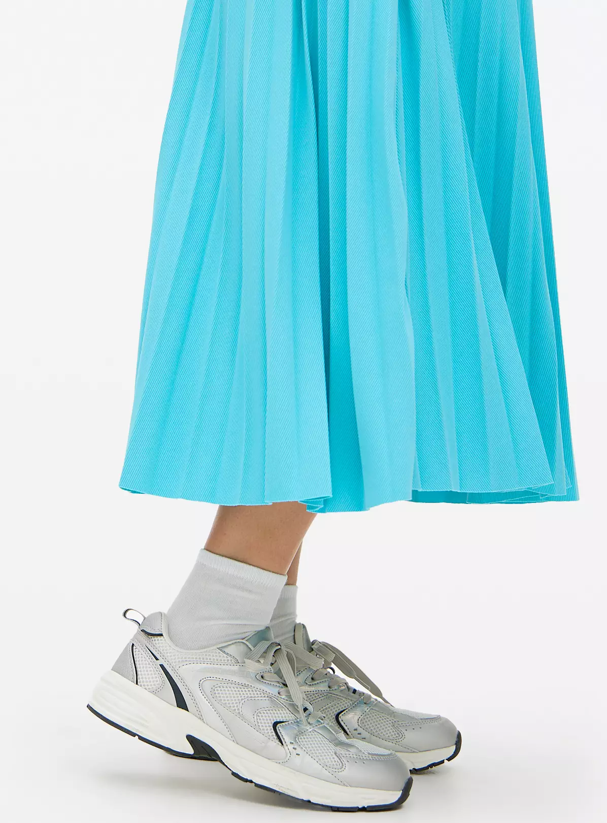 Blue Jersey Pleated Textured Skirt - 16 2 Blue Jersey Pleated Textured Skirt - 16 - Image 2