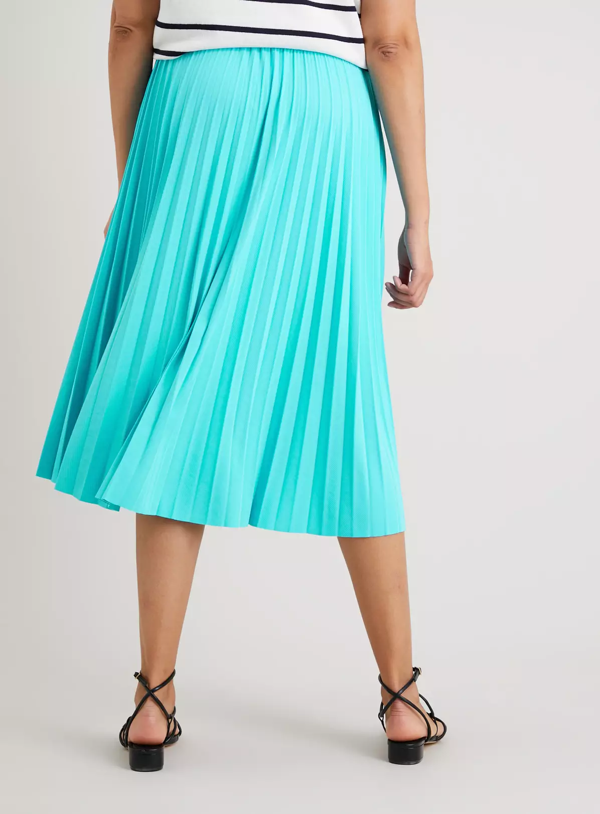 Blue Jersey Pleated Textured Skirt - 16 3 Blue Jersey Pleated Textured Skirt - 16 - Image 3