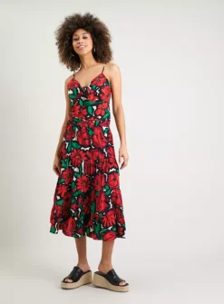 Red Rose Floral Coord Tiered Skirt - 12