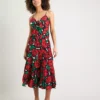 Red Rose Floral Coord Tiered Skirt - 16