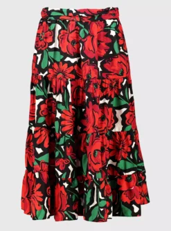 Red Rose Floral Coord Tiered Skirt - 12 6 Red Rose Floral Coord Tiered Skirt - 12 -Fit In Dress Sales tuc142055120 Multi20Coloured R Z003A 1