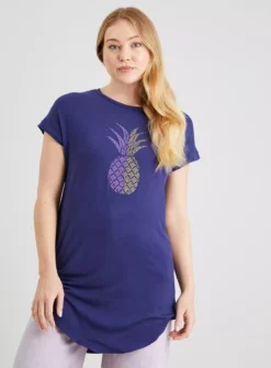 Navy Pineapple Embellished Relaxed Longline T-Shirt - 12 7 Navy Pineapple Embellished Relaxed Longline T-Shirt - 12 -Fit In Dress Sales tuc142074363 Navy R Z001A