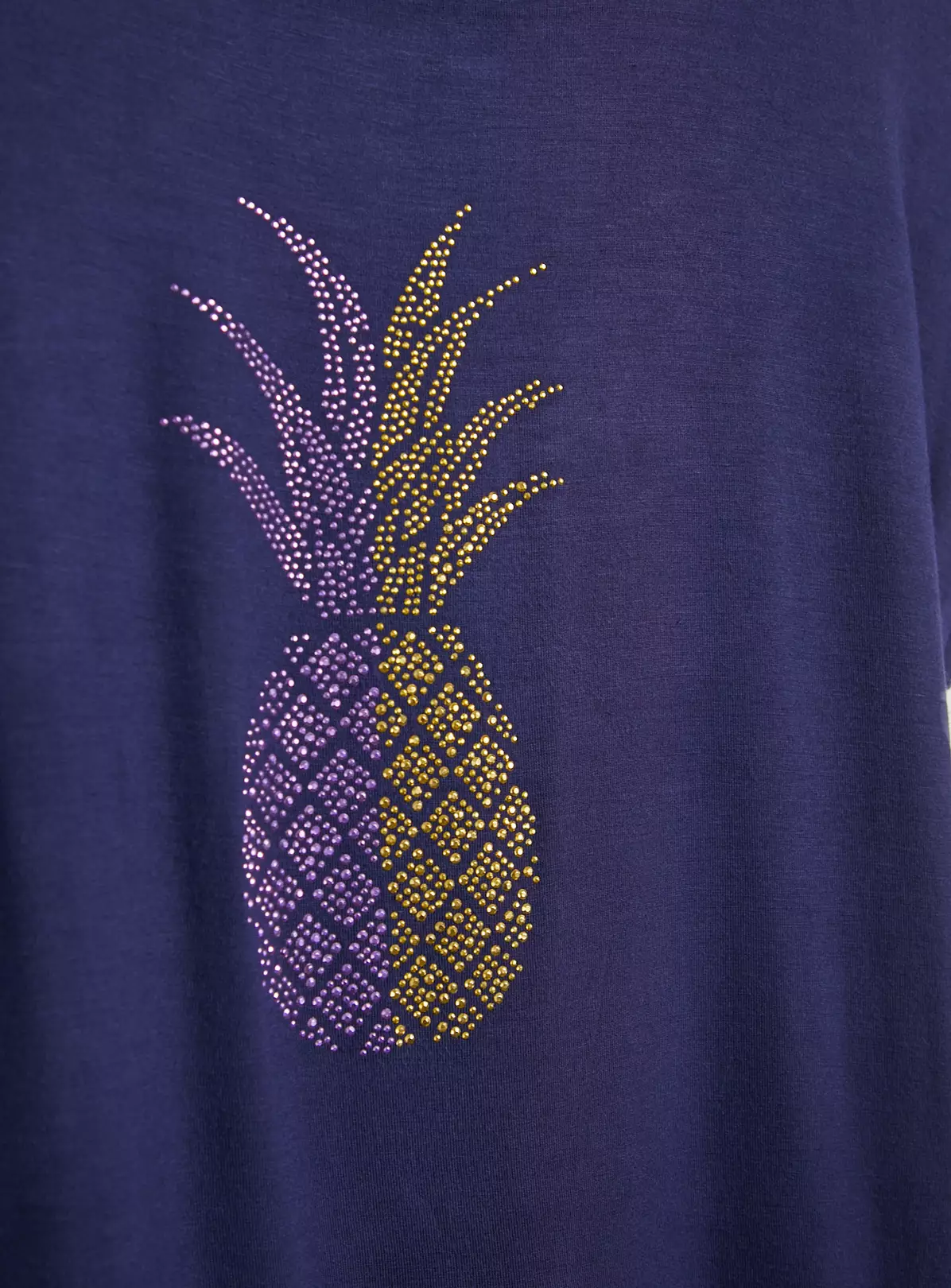 Navy Pineapple Embellished Relaxed Longline T-Shirt - 18 2 Navy Pineapple Embellished Relaxed Longline T-Shirt - 18 - Image 2