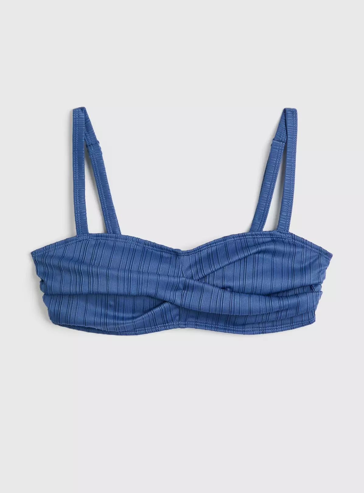 Blue Textured Bandeau Twist Bikini Top 20 1 Blue Textured Bandeau Twist Bikini Top 20