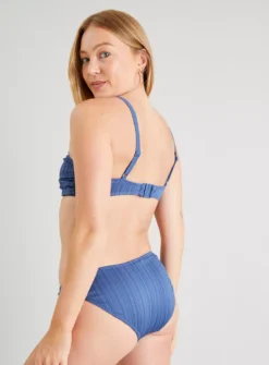 Blue Textured Bandeau Twist Bikini Top 20 11 Blue Textured Bandeau Twist Bikini Top 20 -Fit In Dress Sales tuc142159201 Blue R Z006A