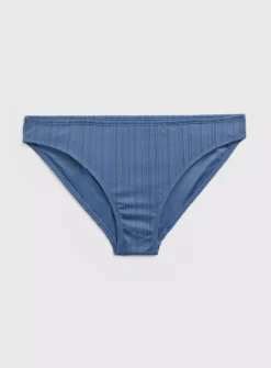 Blue Ribbed Classic Bikini Bottoms 12