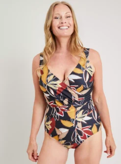 Leaf Print Asymmetric Panel Swimsuit 6 9 Leaf Print Asymmetric Panel Swimsuit 6 -Fit In Dress Sales tuc142163382 Multi20Coloured R Z001A