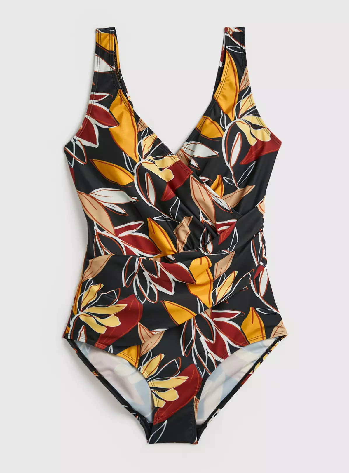 Leaf Print Asymmetric Panel Swimsuit 6 2 Leaf Print Asymmetric Panel Swimsuit 6 - Image 2