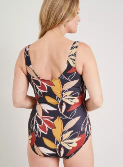 Leaf Print Asymmetric Panel Swimsuit 26 8 Leaf Print Asymmetric Panel Swimsuit 26 -Fit In Dress Sales tuc142163382 Multi20Coloured R Z005A 1