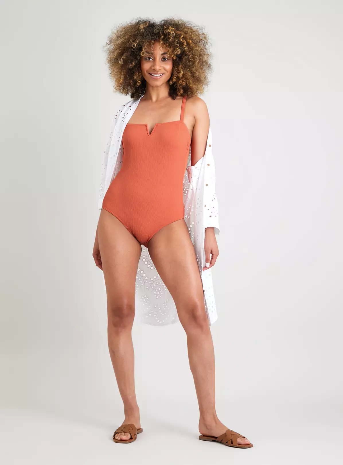 Rust V-Shape Textured Rib Swimsuit 26 5 Rust V-Shape Textured Rib Swimsuit 26 - Image 5