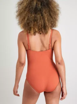 Rust V-Shape Textured Rib Swimsuit - 14 7 Rust V-Shape Textured Rib Swimsuit - 14 -Fit In Dress Sales tuc142163614 Red R Z005A