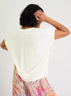 Cream Tie-Sleeve Relaxed Fit Pique Top - 16 8 Cream Tie-Sleeve Relaxed Fit Pique Top - 16 -Fit In Dress Sales tuc142163999 Cream R Z005A