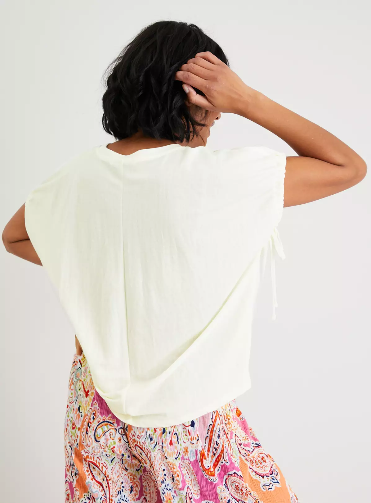 Cream Tie-Sleeve Relaxed Fit Pique Top - 16 4 Cream Tie-Sleeve Relaxed Fit Pique Top - 16 - Image 4