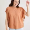 Tan Tie-Sleeve Relaxed Fit Pique Top - 10