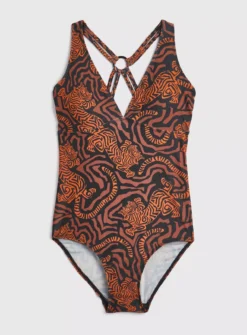 Orange Tiger Print Swimsuit 24 7 Orange Tiger Print Swimsuit 24 -Fit In Dress Sales tuc142164975 Orange R Z002A