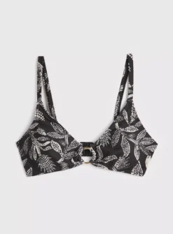 Mono Leaf Print Triangle Bikini Top 20 -Fit In Dress Sales tuc142165038 Black R Z003A 1