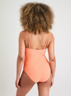 Orange Floral Towelling Swimsuit 26